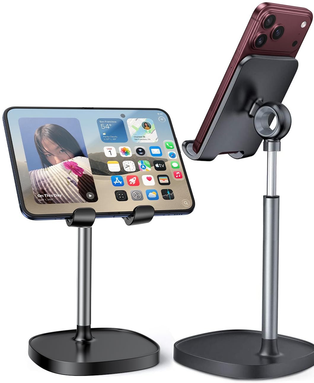 LISEN Cell Phone Stand, Angle Height Adjustable Phone Stand for Desk, Thick Case Friendly Phone Holder Stand, Taller iPhone Stand Compatible with All Mobile Phones,iPhone,Switch,iPad,Tablet(4-10in)