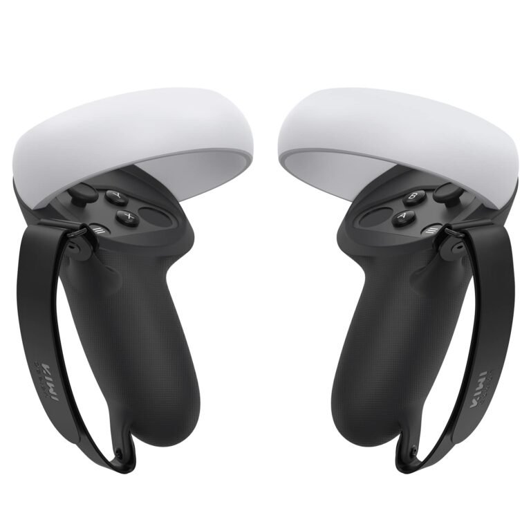 KIWI design Controller Grips Compatible with Q 2 Accessories, Silicone Grip Cover Protector with Knuckle Straps (Black, 1 Pair)