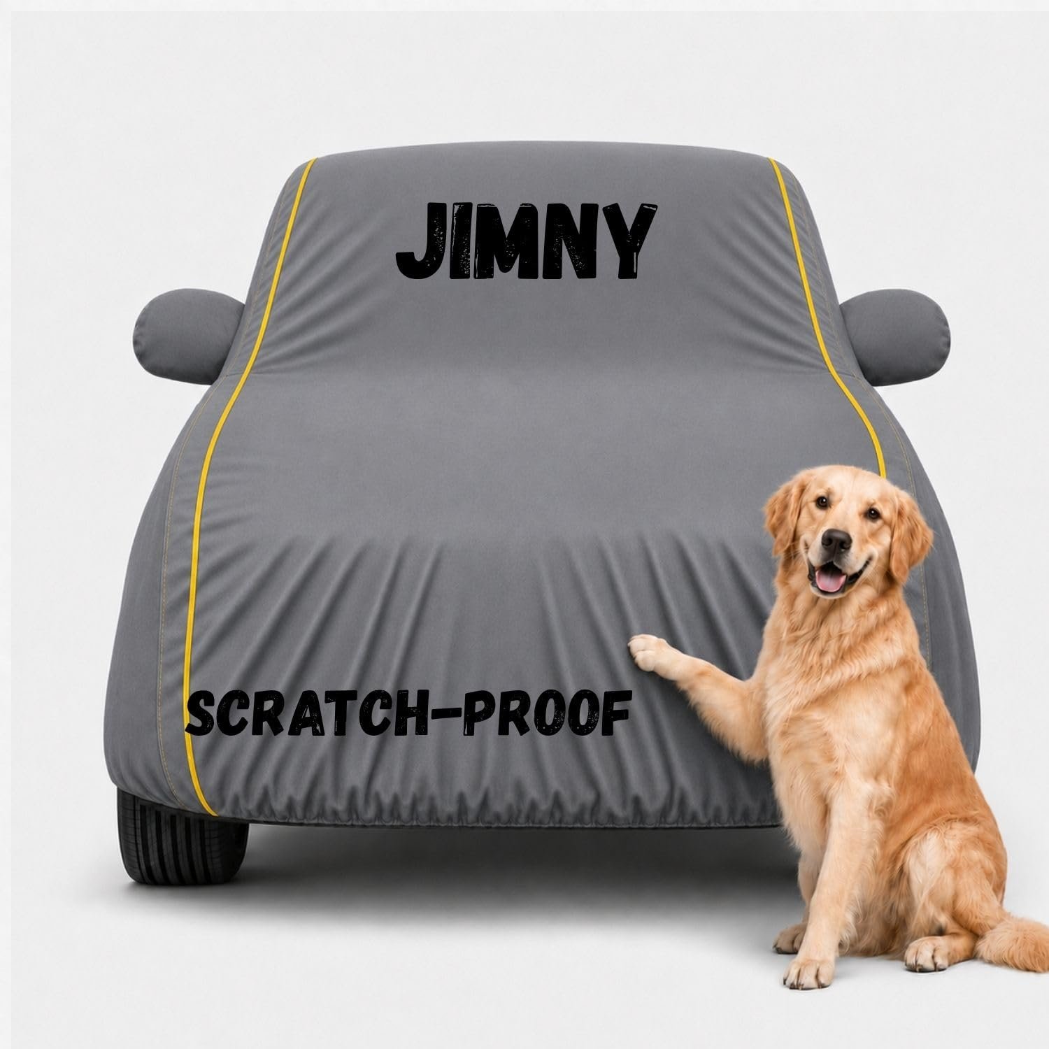 Waterproof Car Cover for Jimny | Soft Cotton Lining Heavy Duty Triple Stitched Heat Resistant Outdoor Cover Comes with Mirror and Antenna Pocket Full Bottom Elastic (Grey)