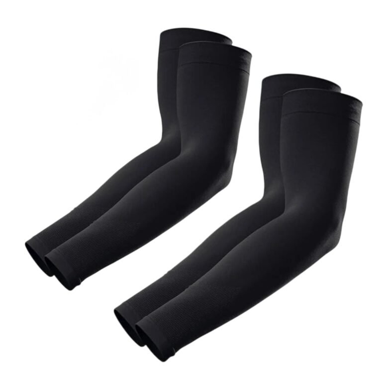 KUHNMARVIN 2 Pairs Arm Sleeves Compression UV Protection Cooling Sun Sleeves Tattoo Cover Up Basketball Arm Sleeves Football Volleyball Sleeve Softball Pickleball (Black).
