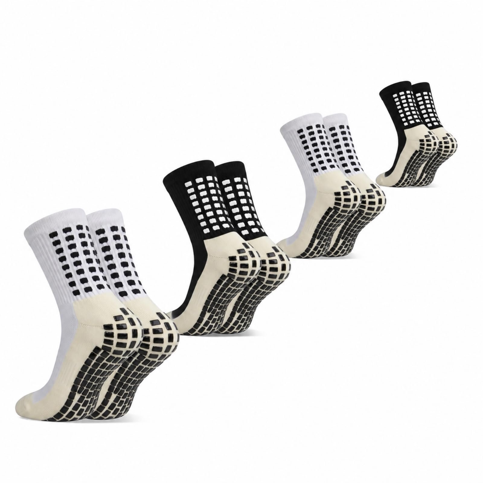Yufree 4 Pairs Mens Grip Soccer Socks Non Slip Grippy Women Socks for Football Basketball Sports