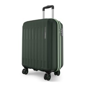 Safari Genius Alley 55cm Cabin Trolley Bag Hard Case Polypropylene, 4 Spinner Wheels, 360° Wheeling Carry on Luggage, Travel Bag, Suitcase, Trolley Bags, Green