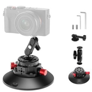 NEEWER 6″/15.2cm Camera Suction Cup Mount with Ball Head Magic Arm, Metal Suction Cup Mount on Car Windshield Dash for Camera/Action Camera/Phone Holder, with 1/4″ & 3/8″ Mounting Holes for ARRI