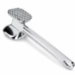 Zollyss Aluminium Meat Tenderizer Hammer | Double Sided Meat Mallet for Steak, Chicken, Beef & Pork | Heavy Duty Meat Pounder | Kitchen Meat Hammer for Tenderizing & Flattening Meat | Silver