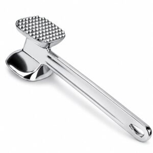 Zollyss Aluminium Meat Tenderizer Hammer | Double Sided Meat Mallet for Steak, Chicken, Beef & Pork | Heavy Duty Meat Pounder | Kitchen Meat Hammer for Tenderizing & Flattening Meat | Silver