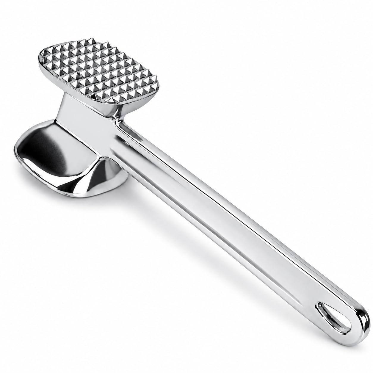 Zollyss Aluminium Meat Tenderizer Hammer | Double Sided Meat Mallet for Steak, Chicken, Beef & Pork | Heavy Duty Meat Pounder | Kitchen Meat Hammer for Tenderizing & Flattening Meat | Silver