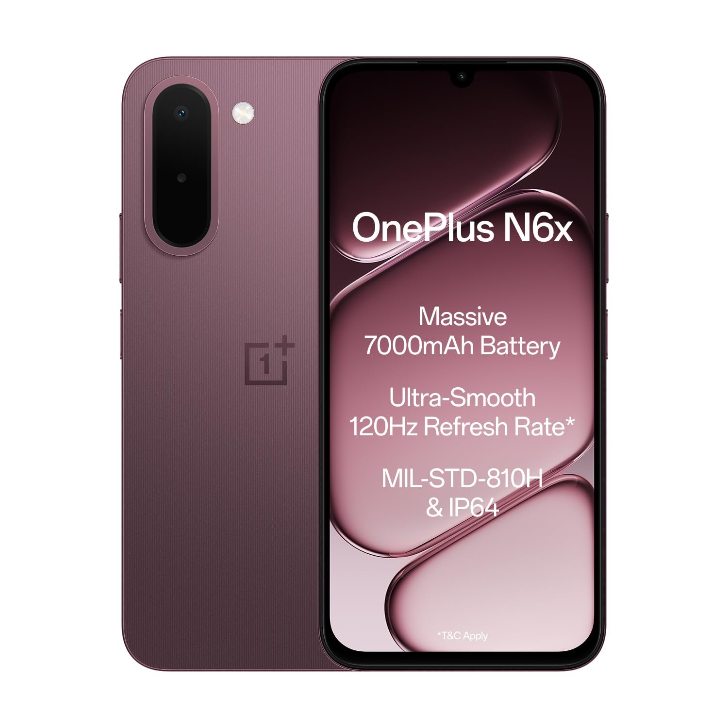 OnePlus N6x | 4GB+64GB | Burgundy Red | 7000mAh Battery | Power for Days | 36-Months Smoothness | Smooth 120Hz Display | Largest 5300mm2 Cooling System | Military-Grade Durability
