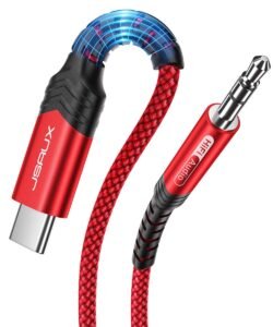 JSAUX® USB C to 3.5mm Audio Aux Jack Cable for iPad Pro 2018-Red [3.3ft]