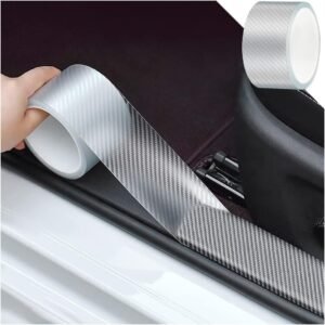 Prextex High Gloss Anti Scratch Cover Carbon Fiber Paint Protection Film Tape PPF for Car Protection and Decoration Car Bumper Door Guard Hood Sticker Protection Strip (White, 5 CM × 5 M)