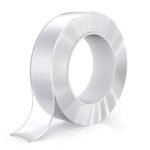 Amazon Brand – Solimo Nano Double Sided Tape, Multipurpose Super Sticky Gel Grip Mounting Tape, Washable, Reusable, No Residue, for Home & Office, 2mm Thick, 1.2 Inch Wide, Transparent (3 mtrs)