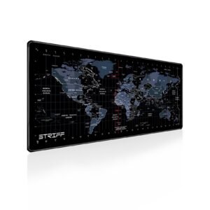 STRIFF Desk Pad Protector, Mouse Pad, Office Desk Mat, Non-Slip PU Leather Desk Blotter (Mouse_Pad_World_Map)