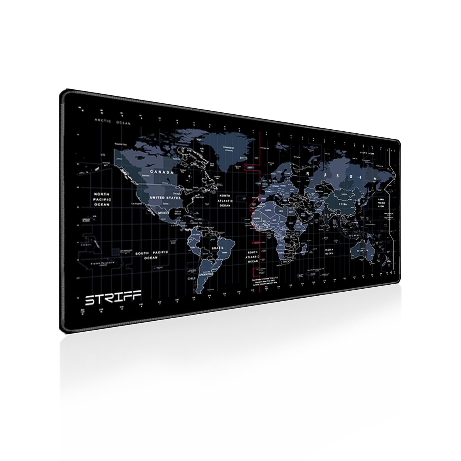STRIFF Desk Pad Protector, Mouse Pad, Office Desk Mat, Non-Slip PU Leather Desk Blotter (Mouse_Pad_World_Map)