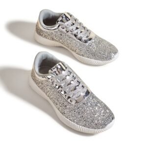 BELOS Women’s Glitter Shoes Sparkly Lightweight Metallic Sequins Tennis Shoes Casual Retro Braided Walking Shoes