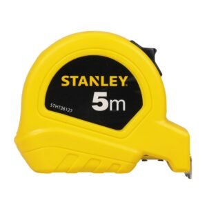 STANLEY STHT36127-812 5-Meter Plastic Short Measuring Tape for Home, DIY, Professional & Industrial Use, Push Lock & Automatic Retraction Feature, Ideal for Wood & Concrete Measurement, YELLOW & BLACK