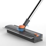 DODGE ‘N WOLVES 3 in 1 Bathroom Cleaning Brush with Wiper – Heavy Duty 52 inch Long Handle 360° Rotate Floor Scrubber Brush, Tiles Cleaning, Floor Scrub for Kitchen and Bathroom Wall (Dark Grey)