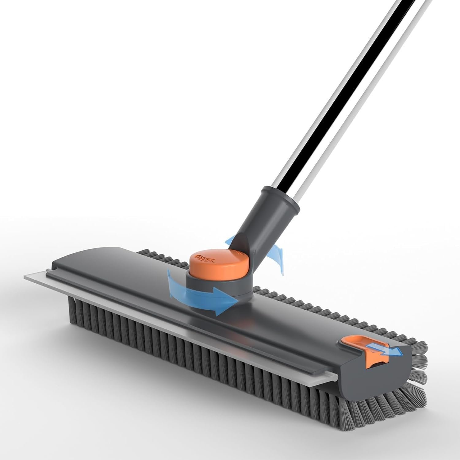 DODGE ‘N WOLVES 3 in 1 Bathroom Cleaning Brush with Wiper – Heavy Duty 52 inch Long Handle 360° Rotate Floor Scrubber Brush, Tiles Cleaning, Floor Scrub for Kitchen and Bathroom Wall (Dark Grey)