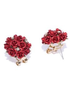 YouBella Jewellery for women earings Crystal Rose Shape Floral Stud Earrings for Girls and Women