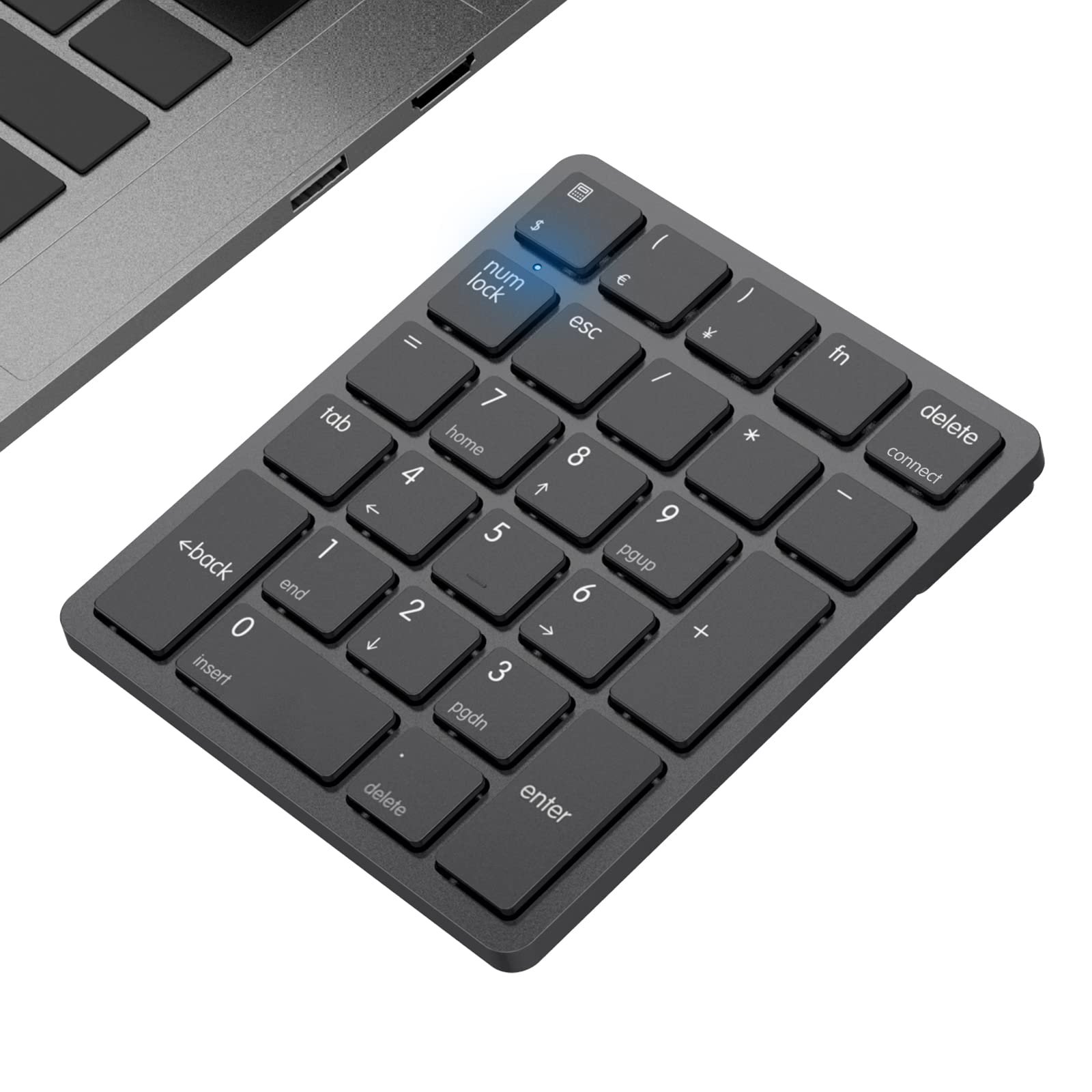 Havit Bluetooth Number Pad, Usb Wireless Numeric Keypad 26 Keys Portable Mini Financial Accounting Rechargeable Numeric Pad For Mac, Laptop Desktop, Pc, Surface Pro,Notebook (Black)