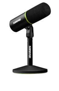 Shure MV6 Gaming Microphone, Dynamic USB PC Mic for Gaming & Streaming – Desktop Stand, Background Noise Cancellation, Tap-to-Mute & 3.5mm Output for Real-Time Headphone Monitoring