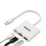 AGARO 3-in-1 USB Type-C to HDMI Multi-Port Hub, 4K HDMI Output, USB 3.0 High-Speed Data Transfer, Type-C PD Fast Charging, Compatible with MacBook, Laptop, Tablet, Smartphone & All Type C Devices