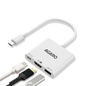 AGARO 3-in-1 USB Type-C to HDMI Multi-Port Hub, 4K HDMI Output, USB 3.0 High-Speed Data Transfer, Type-C PD Fast Charging, Compatible with MacBook, Laptop, Tablet, Smartphone & All Type C Devices