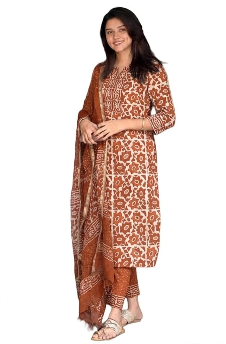 KLOSIA Women’s Printed Straight Kurta and Pant with Dupatta Set