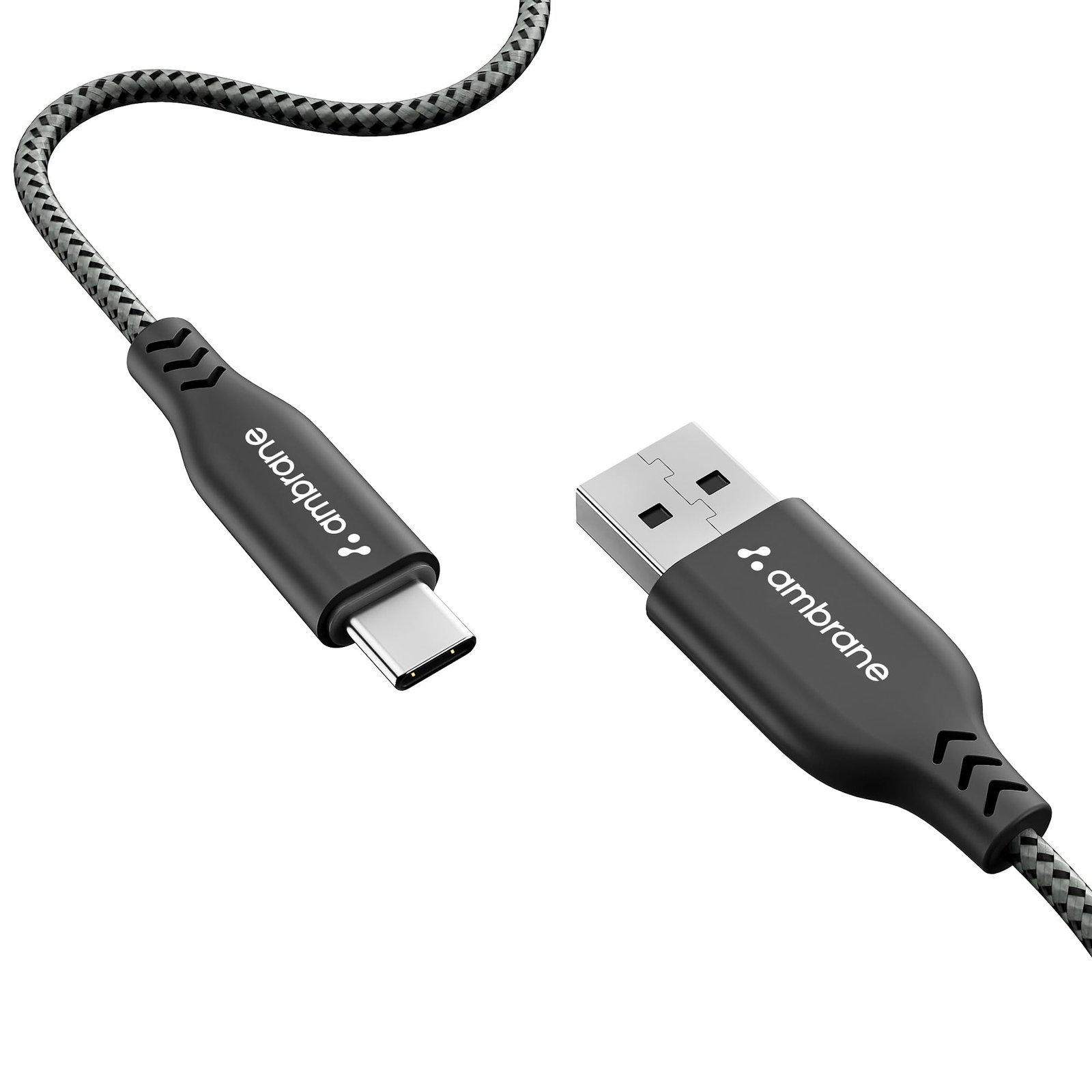 Ambrane Type C Cable 3A Fast Charging 1M Braided Cable for Iphone Smartphones, Tablets, Laptops & other Type C devices, 480Mbps Data Sync, Quick Charge 3.0 (RCT 10, Black)