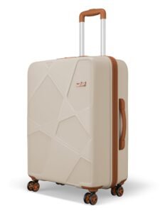 Safari Pentagon Pro 8 Wheels 66cm Medium Size Trolley Bag, Hard Case Polypropylene, 360º Wheeling Check in Luggage, Suitcase for Travel, Trolley Bags for Travel, Luxury Beige