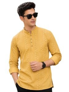 Majestic Man Men’s Cotton Regular Fit Short Printed Designer Kurta