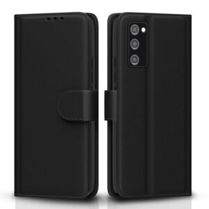 Pikkme Samsung Galaxy S20 FE / S20 FE 5G Flip Case Leather Finish | Inside TPU with Card Pockets | Wallet Stand and Shock Proof | Magnetic Closing | Complete Protection Flip Cover (Black)