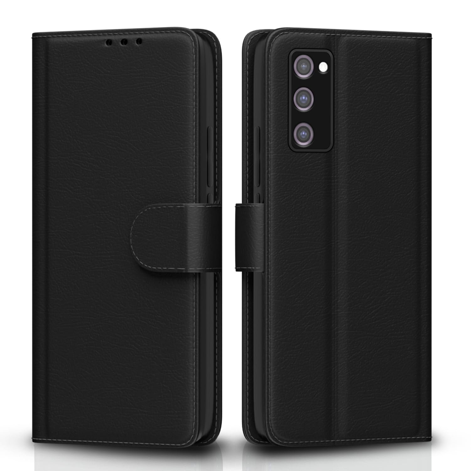 Pikkme Samsung Galaxy S20 FE / S20 FE 5G Flip Case Leather Finish | Inside TPU with Card Pockets | Wallet Stand and Shock Proof | Magnetic Closing | Complete Protection Flip Cover (Black)