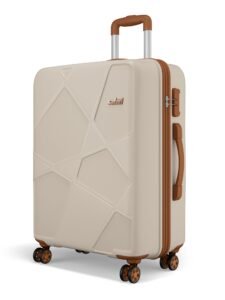 Safari Pentagon Pro 8 Wheels 75cm Large Size Trolley Bag, Hard Case Polypropylene, 360º Wheeling Check in Luggage, Suitcase for Travel, Trolley Bags for Travel, Luxury Beige