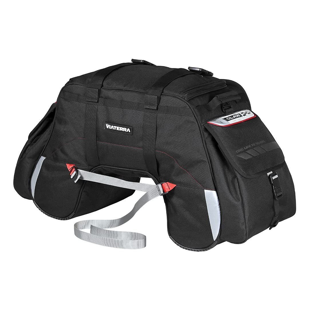 ViaTerra Claw 72L Motorcycle Tail Bag with Rain Cover (Black)