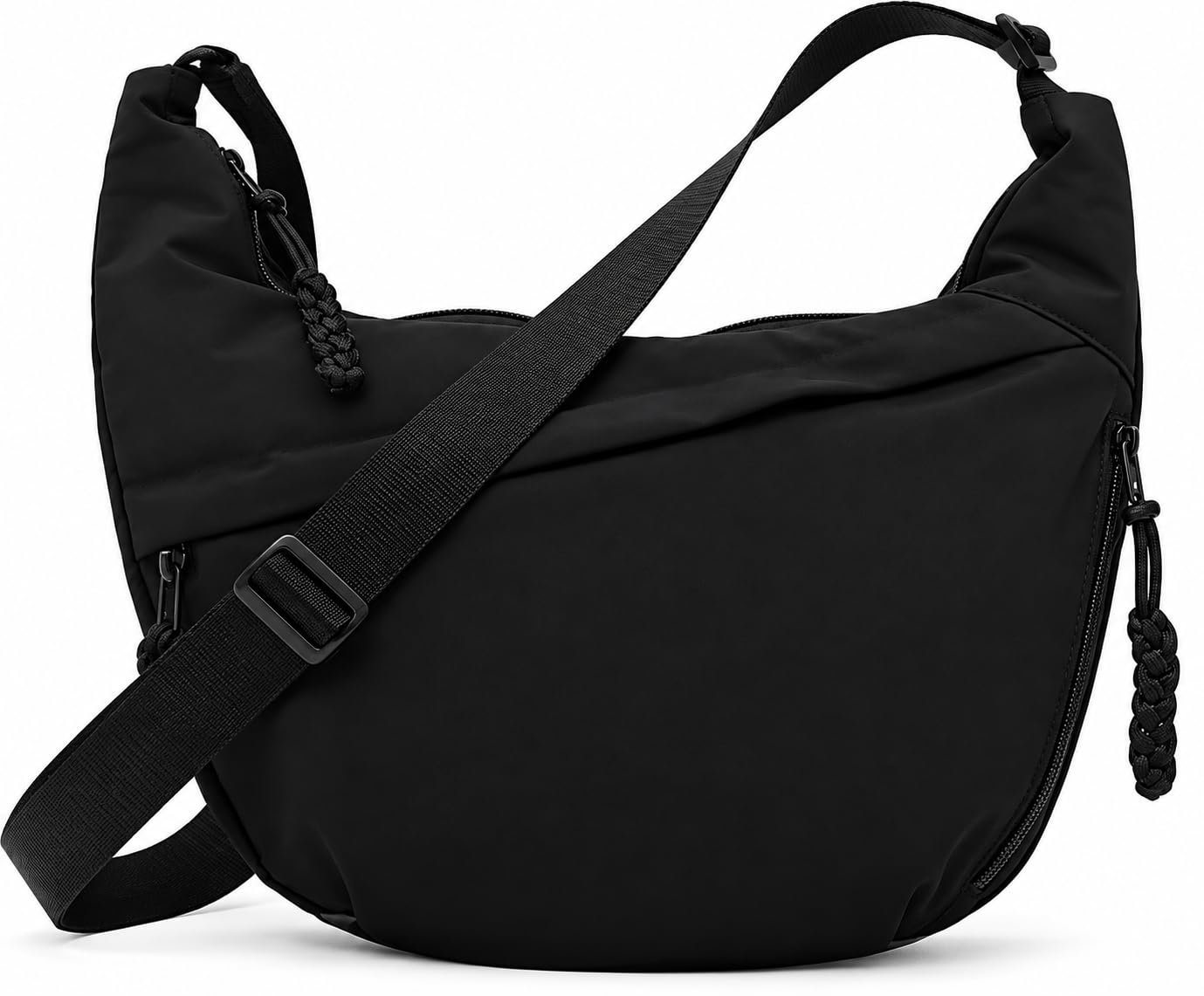 Lyrovo Travel Crossbody Crescent Bags for Women Over Shoulder Purse with Zipper Half Moon Sling Bag & Waist Bag Unisex Chest Bag