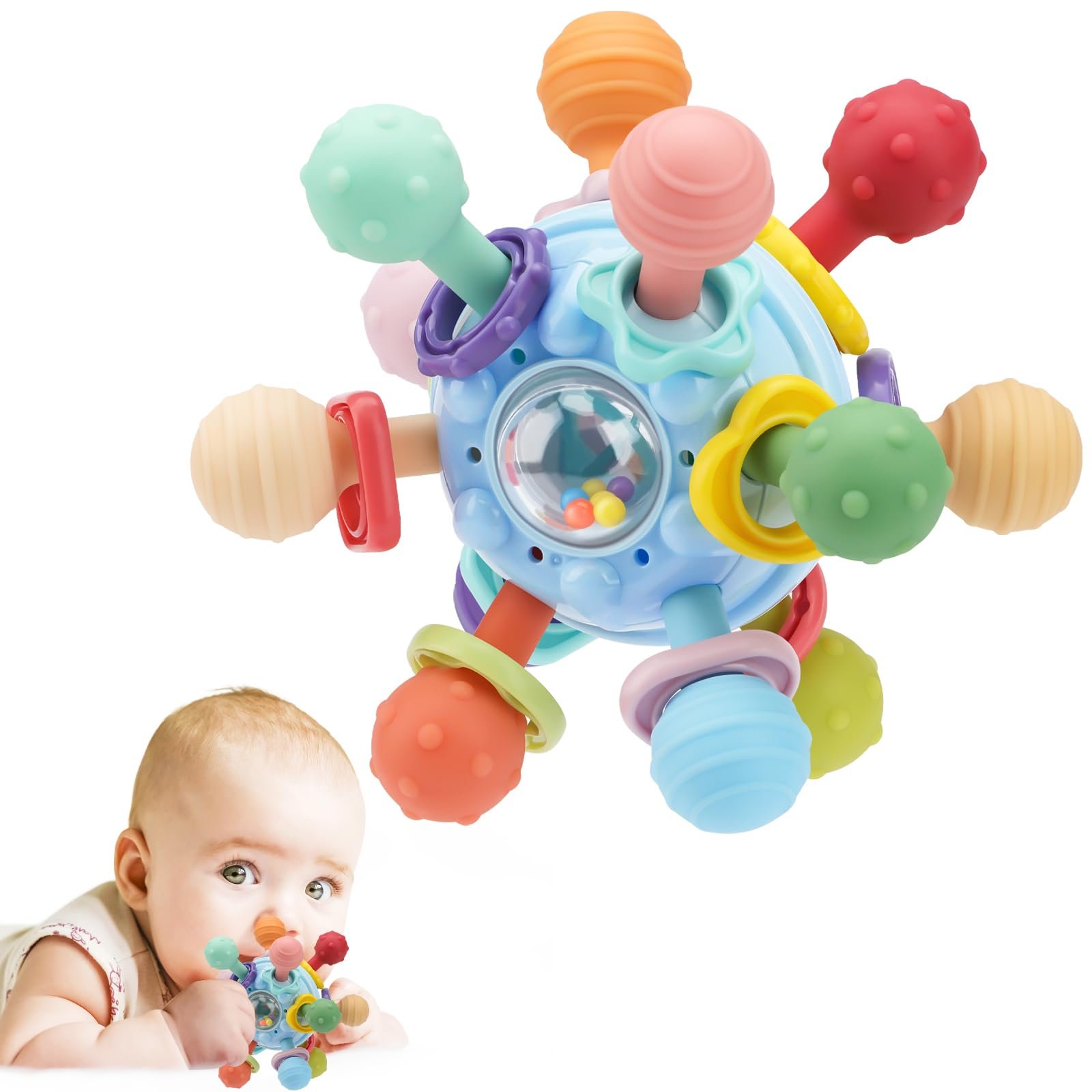 Baby Montessori Sensory for 0-6 6-12 Months, Baby Teether Teething for Babies 0 3 6 9 12 18 Months, Newborn Infant Learning Developmental Gifts for 1 2 Year Old Boys Girls