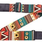 Juarez Guitar Strap – Soft Adjustable Strap with PU Leather Ends, 35″-60″, 2″ Wide, Ethnic Print – For Acoustic, Electric & Bass Guitars – JRGST200FN (Green Retro)