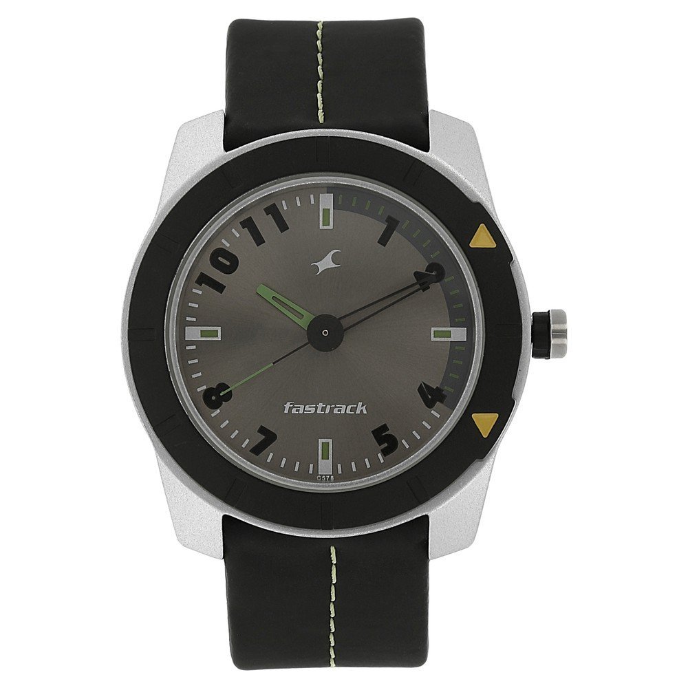 Fastrack Skyline Quartz Analog Grey Dial Black Leather Strap Watch for Guys – NS3015AL02