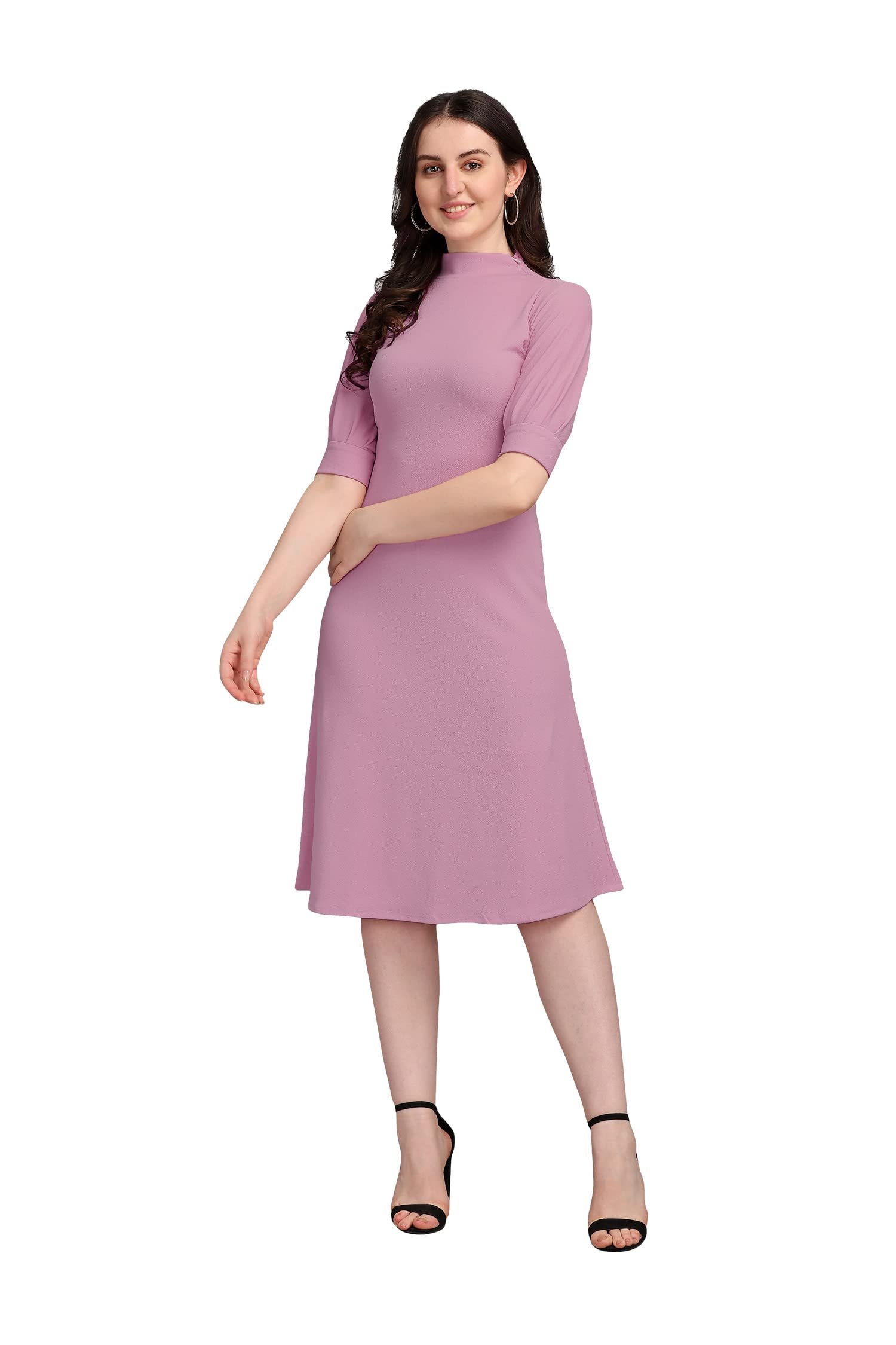 PURVAJA Women’s Fit and Flare Knee-Length Dress in Black