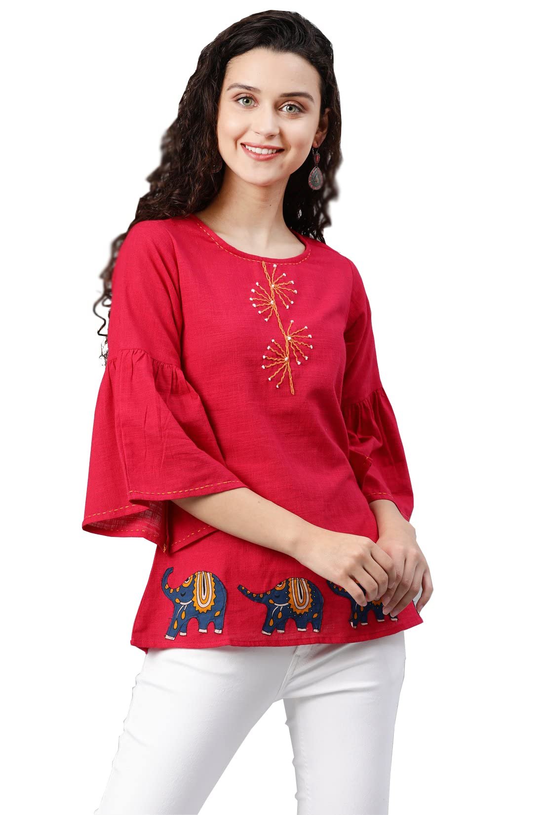 Yash Gallery Womens Premium Fabric Embroidered Casual Top Womens & Girls