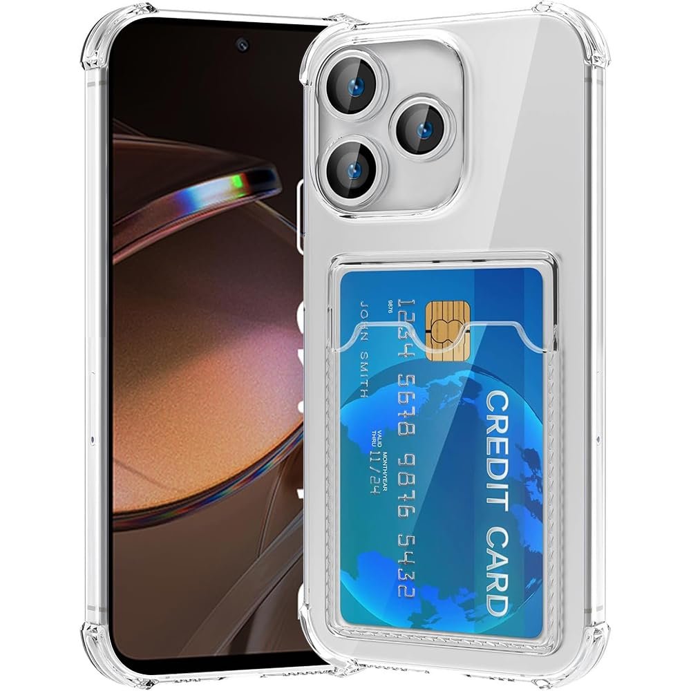 Premium Shockproof Transparent TPU Back Case Cover with Built-in Slim Card Holder Wallet for Mi Redmi 12 5G / Poco M6 Plus 5G / M6 Pro 5G – Clear