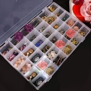 Leawall Plastic 36 Grid Multicolorpurpose jewellery organisers box Rectangular organizer storage box, with Adjustable Dividers, Transparent storage box and organiser for Jewelry Beads Earring