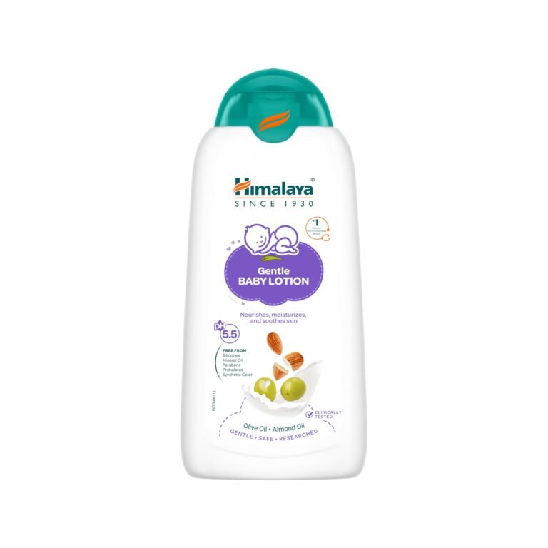 Himalaya Gentle Baby Lotion 200ml with Almond Oil, Olive Oil & Giloy | pH 5.5 | No. 1 Doctor Recommended Baby Lotion* | Hypoallergenic | Nourishing Baby Moisturizer for All Skin Types
