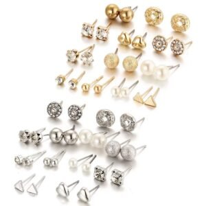 Shining Diva Fashion Latest pairs Earrings Combo Set Crystal Pearl Stud Earrings for Women