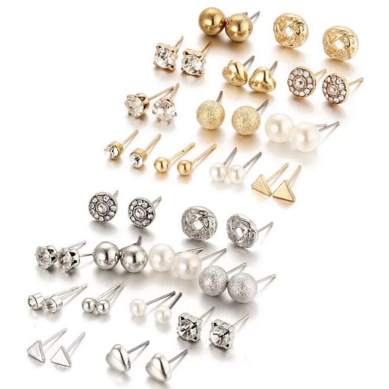Shining Diva Fashion Latest pairs Earrings Combo Set Crystal Pearl Stud Earrings for Women