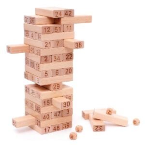 Toy Imagine 54 Pcs Wooden Tumbling Tower Game – Indoor Stacking Puzzle Blocks for Kids, Adults & Families – Fun Balancing Toy for Boys & Girls of All Ages – Party Game & Brain Teaser
