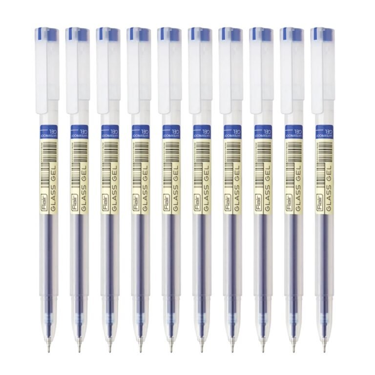 FLAIR Glass Gel Pen Wallet Pack | Tip Size 0.6 mm | Water Proof Ink For Smooth Flow System | Low-Viscosity Ink For Smudge Free Writing | Blue ink, Pack of 10