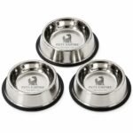 Pets Empire Dog & Cat Bowls Stainless Steel, Pack of 3, Anti-Skid Feeding Bowls for Food & Water, Heavy Duty Metal Pet Bowl, Rust Proof, Dishwasher Safe for Puppies, Cats & Dogs (3, 200, Milliliters)