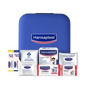 Hansaplast Fast Aid Kit for Wounds & Bruises | First Aid Kit | 9 Items – 35 Pieces | Emergency Medical Kit for Home, Office, Travel, Car, Sports, Outdoor, Multi-Use Pack for Cuts, Wounds & Injuries | Lightweight & Compact