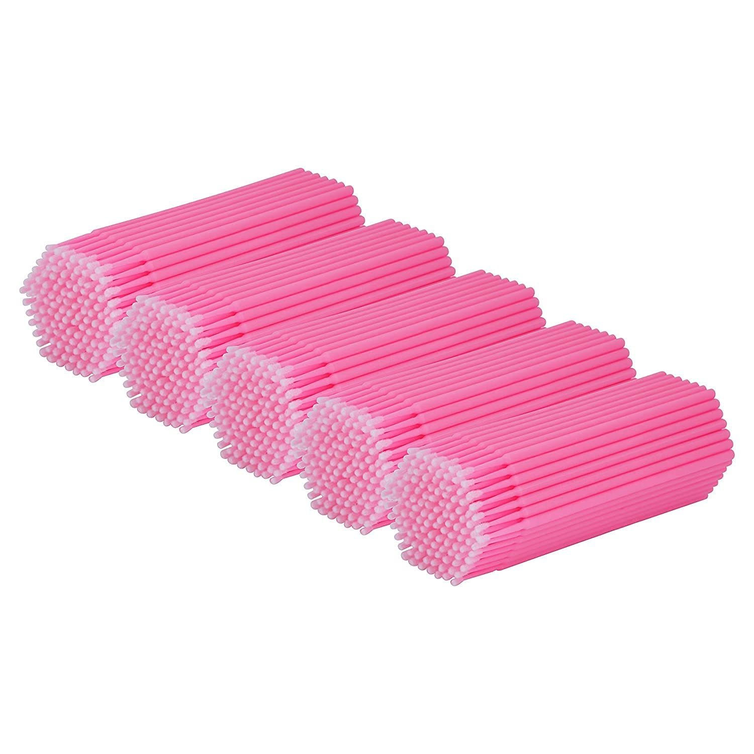 Pink- 2Mm: Cuttte 500 Pcs Disposable Micro Applicators Brushes Latisse Applicator For Eyelashes Extensions And Makeup Application (Head Diameter: 2.0Mm)
