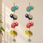 Artvibes Colorful Elephants Decorative Wall Art MDF Wooden Wall Hanger for Living Room | Printed Wall Decoration | Graphic Artwork | Aesthetic Wooden Decor | Scenery | Ideal Gifts (WH_5206N), Set of 2